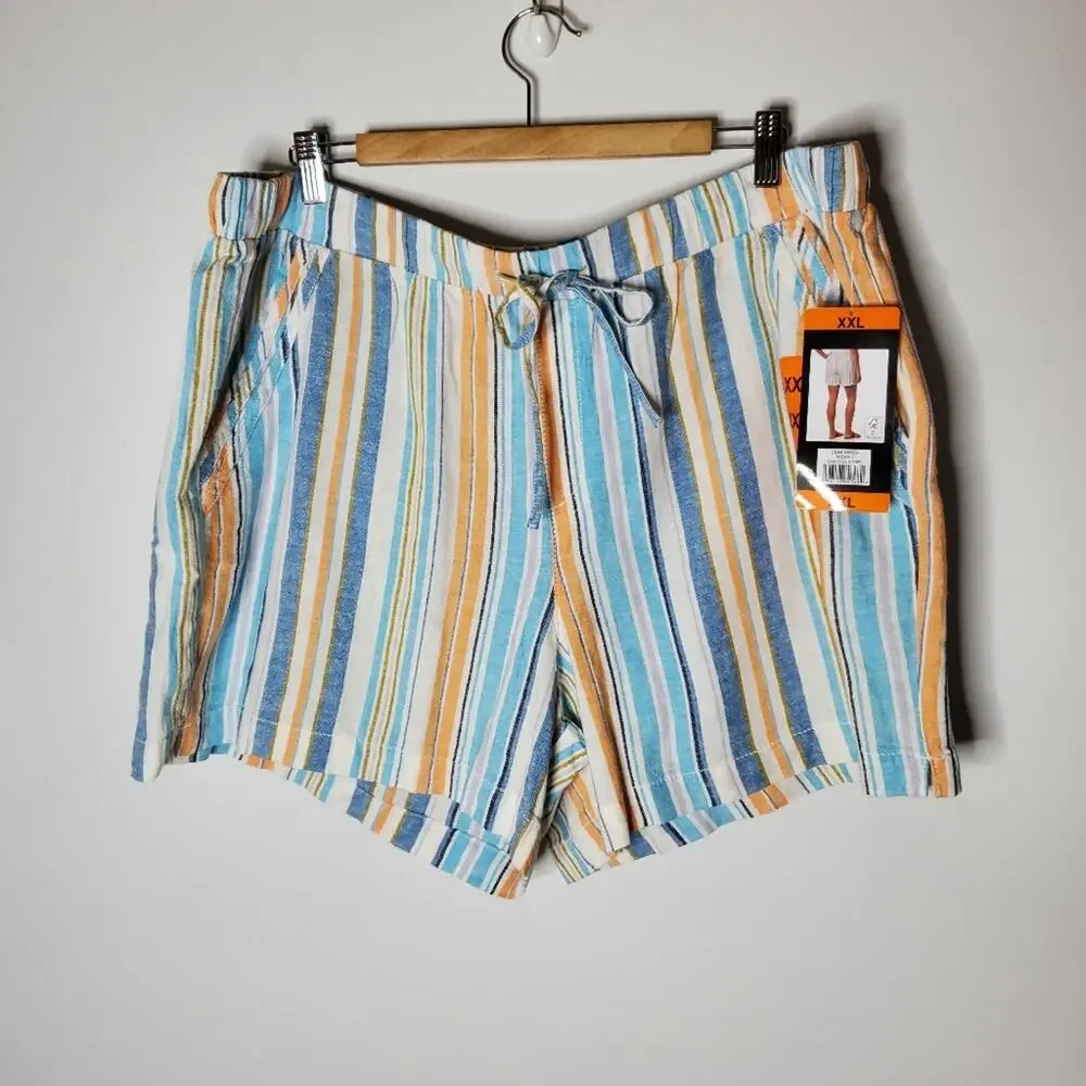 Briggs Linen Blend striped drawstring linen casual shorts NEW Size XXL - Picture 1 of 11